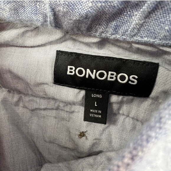 Bonobos Blue Linen Blend Pants LARGE Slim Fit Tapered Casual Beachy Drawstring - Picture 2 of 3